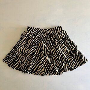 Glo Fashion London Ruffle Tiered Zebra Print Mini Skirt